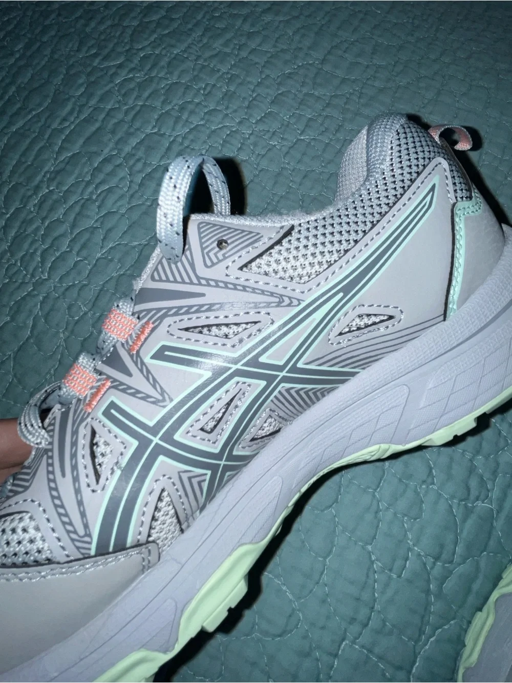 Asics Womens Gel Venture 8 1012B231 Gray/Teal Running Shoes Sneakers Size 9.5 W